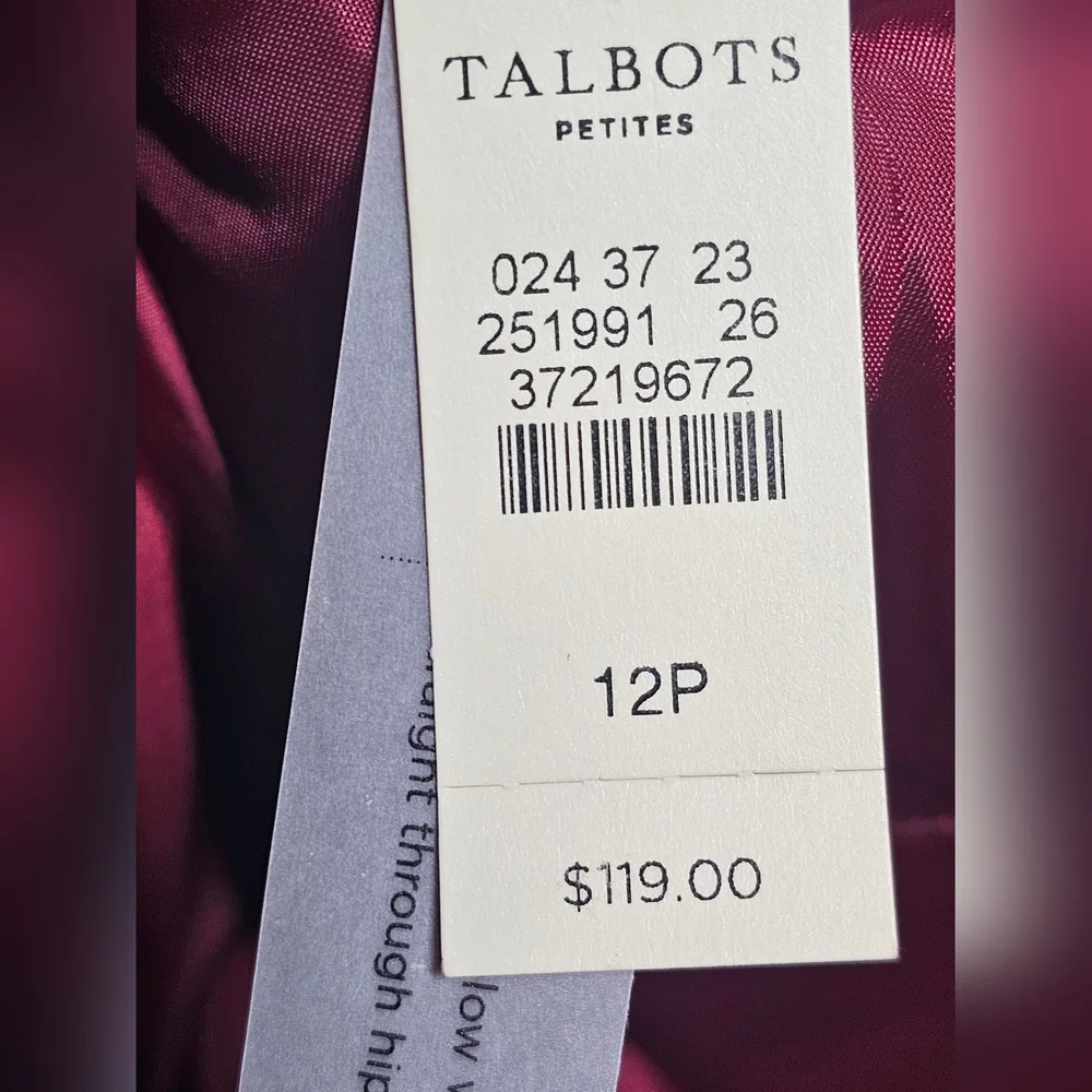 Talbots Women's Lightweight Red Dress Pants 12P Hidden‎ Zipper NWT. - Picture 15 of 15